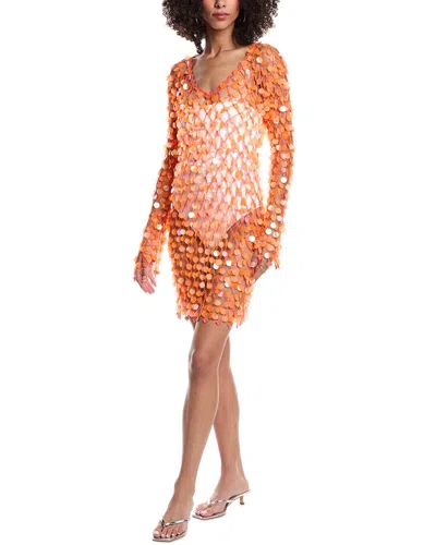 Milly Cabana Sequin Crochet Mini Dress In Coral