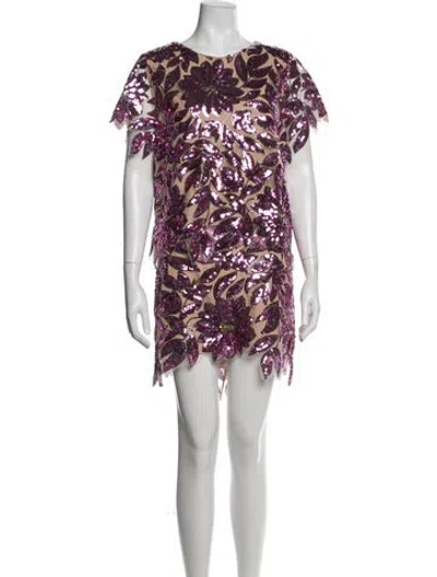 Pre-owned Milly Sequin Floral Print Skirt Set W/ Tags In Multicolor