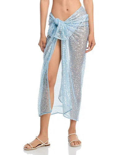 Milly Sequin Mesh Sarong Swim Cover-up In Blue