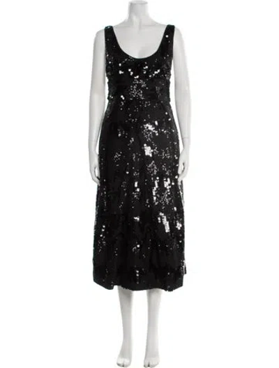 Pre-owned Milly Sequin Midi Length Dress W/ Tags In Black