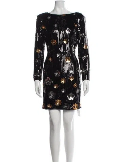 Pre-owned Milly Sequin Mini Dress In Black