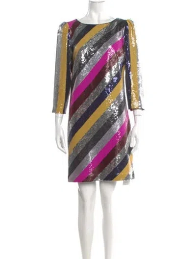 Pre-owned Milly Sequin Mini Dress In Silver