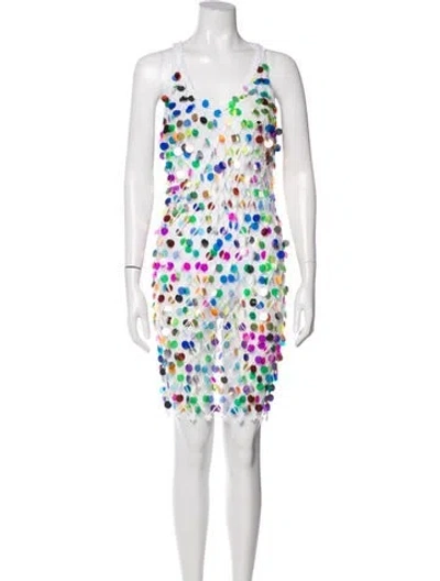 Pre-owned Milly Sequin Mini Dress In White
