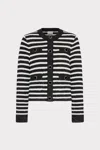 Milly Sequin Striped Cardigan Jacket In Black