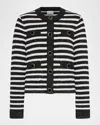 Milly Sequin Striped Cardigan Jacket In Multi