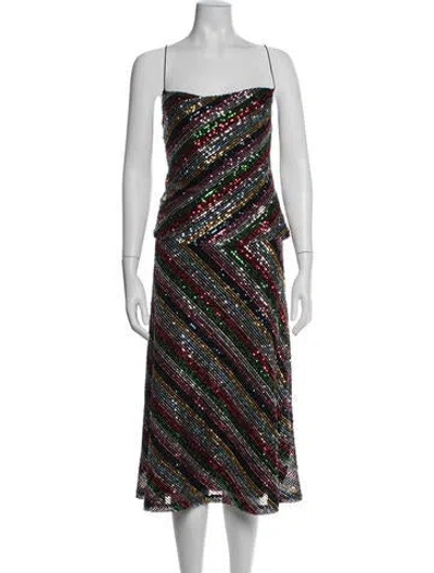Pre-owned Milly Sequin Striped Skirt Set In Black