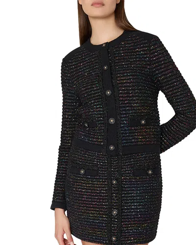 Milly Sequin Textured Cardigan Jacket In Multi