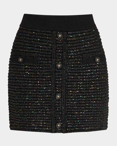 MILLY SEQUIN TEXTURED-KNIT MINI SKIRT