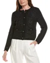 Milly Reece Metallic Button-front Cardigan In Black