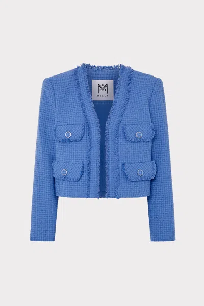 Milly Serena Boucle Jacket In Blue