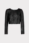 Milly Shailyn 3d Sequins Rosette Top In Black In Black