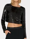 Milly Shailyn 3d Sequins Rosette Top In Black In Black