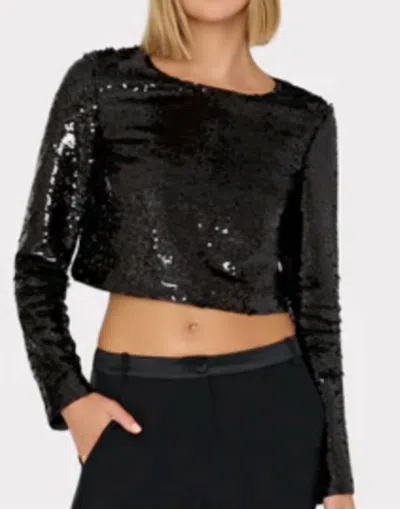 Milly Shailyn 3d Sequins Rosette Top In Black