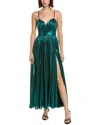 Milly Shannon Solid Metallic Dress In Green