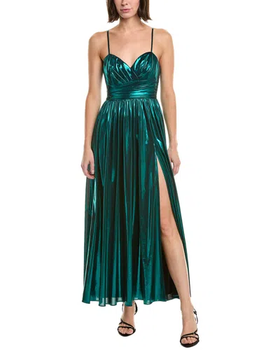 Milly Shannon Solid Metallic Dress In Green