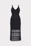 Milly Sheer Skirt Sleeveless Midi Dress In Black