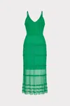 Milly Sheer Knit Cami Midi Dress In Green