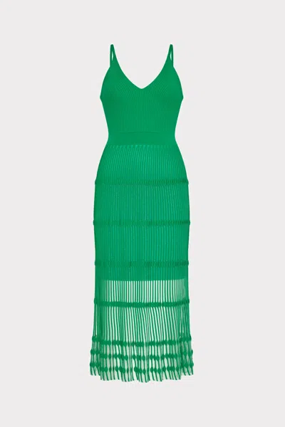 Milly Sheer Knit Cami Midi Dress In Green
