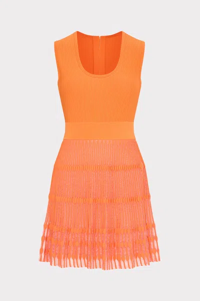 Milly Sheer Knit Fit And Flare Mini Dress In Coral
