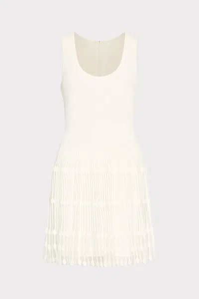 Milly Sheer Knit Fit And Flare Mini Dress In Ecru