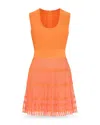 Milly Sheer Knit Fit And Flare Mini Dress In Coral