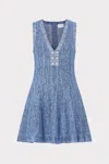 Milly Shelby Pinstripe Knit Flare Mini Dress In Blue