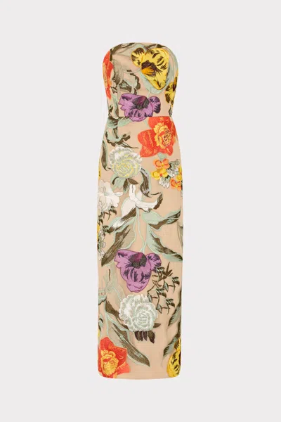 Milly Shiloh Embroidered Midi Dress In Multi