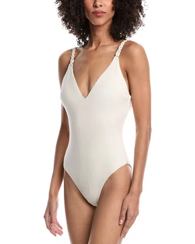 Milly Shimmer Texture Gold Braided One-piece In White