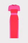 Milly Shohona Colorblock Midi Dress In Red