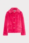 Milly Short Faux Shearling Jacket In Purple