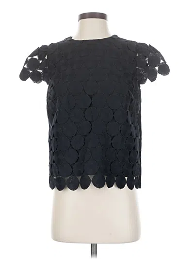 Pre-owned Milly Short Sleeve Blouse In Black