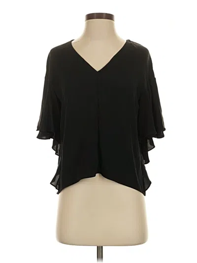Pre-owned Milly Short Sleeve Blouse In Black