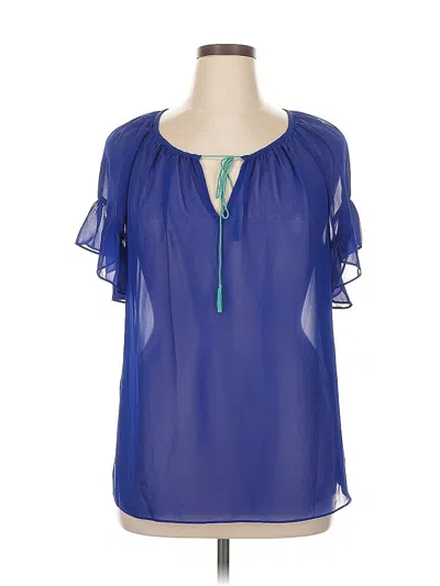 Pre-owned Milly Short Sleeve Blouse In Blue