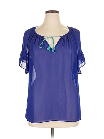 Pre-owned Milly Short Sleeve Blouse In Blue