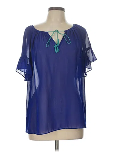 Pre-owned Milly Short Sleeve Blouse In Blue