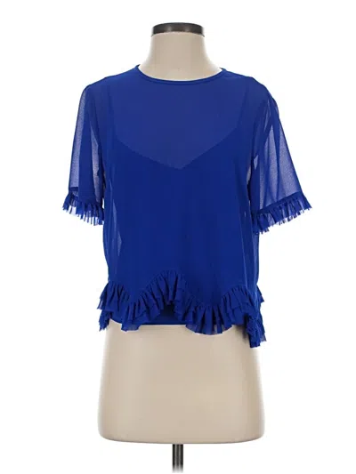 Pre-owned Milly Short Sleeve Blouse In Blue