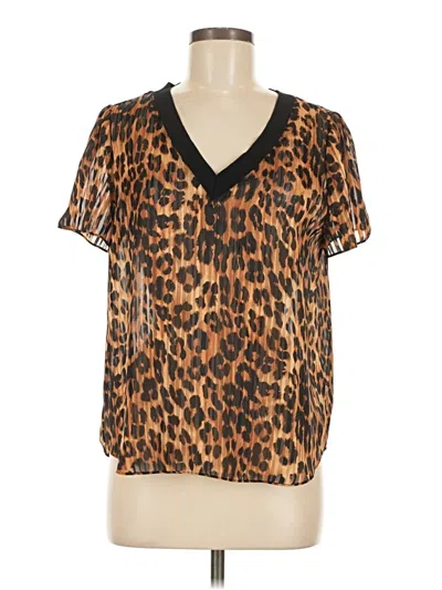 Pre-owned Milly Short Sleeve Blouse In Brown
