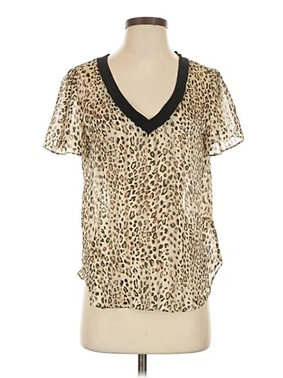 Pre-owned Milly Short Sleeve Blouse In Gold