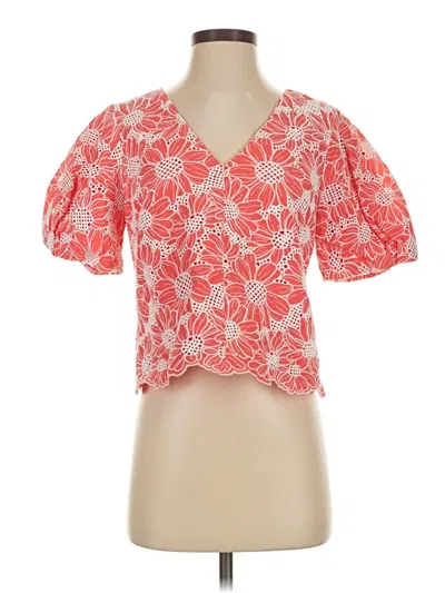 Pre-owned Milly Short Sleeve Blouse In Red