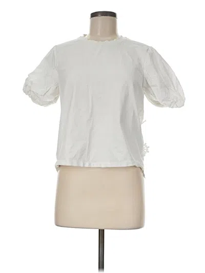 Pre-owned Milly Short Sleeve Blouse In White