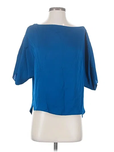 Pre-owned Milly Short Sleeve Silk Top Blue Boatneck Tops