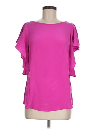 Pre-owned Milly Short Sleeve Silk Top Pink Cold Shoulder Neckline Tops