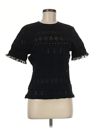 Pre-owned Milly Short Sleeve Top Black Crew Neck Tops