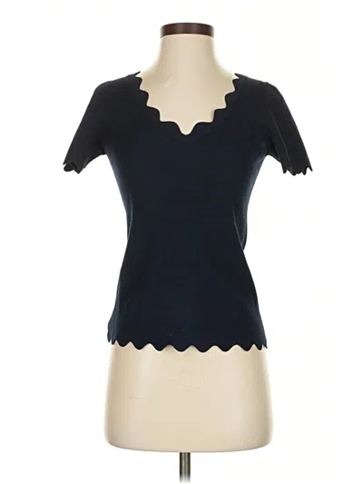 Pre-owned Milly Short Sleeve Top Black Sweetheart Neckline Tops