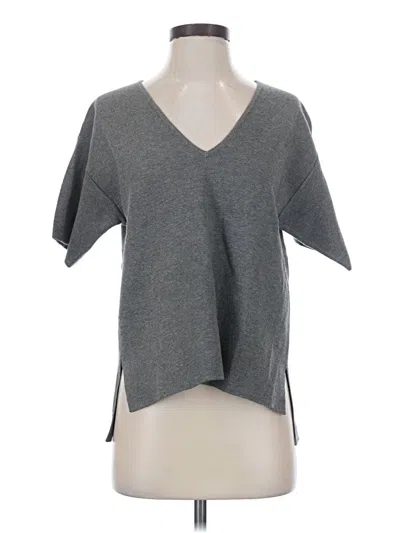 Pre-owned Milly Short Sleeve Top Gray V-neck Tops