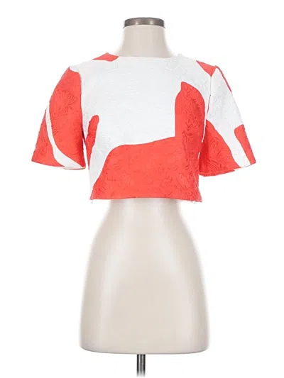 Pre-owned Milly Short Sleeve Top Red Square Neckline Tops