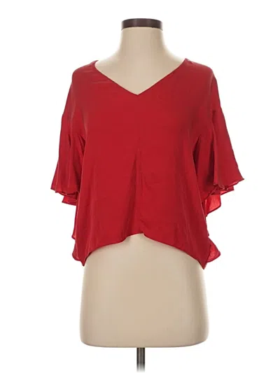Pre-owned Milly Short Sleeve Top Red V Neck Tops