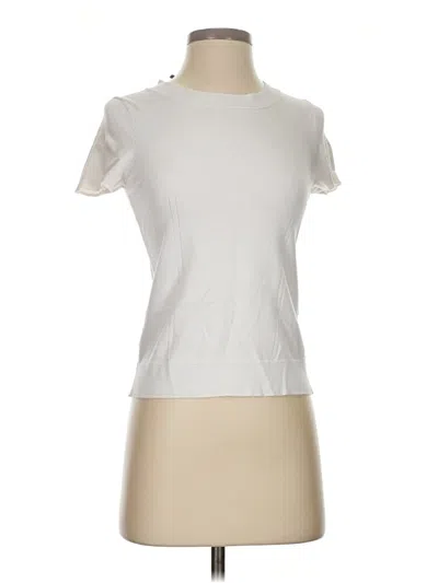 Pre-owned Milly Short Sleeve Top White Mock Neckline Tops