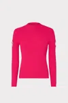 Milly Shoulder Cut Out Knit Mock Neck Long Sleeve Top In  Pink