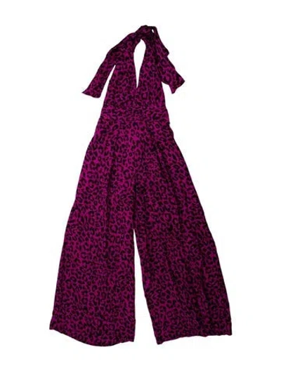 Pre-owned Milly Silk Animal Print Jumpsuit In Purple